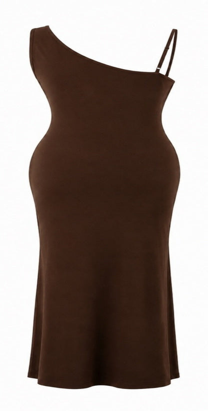 Vestido midi asimétrico hebilla