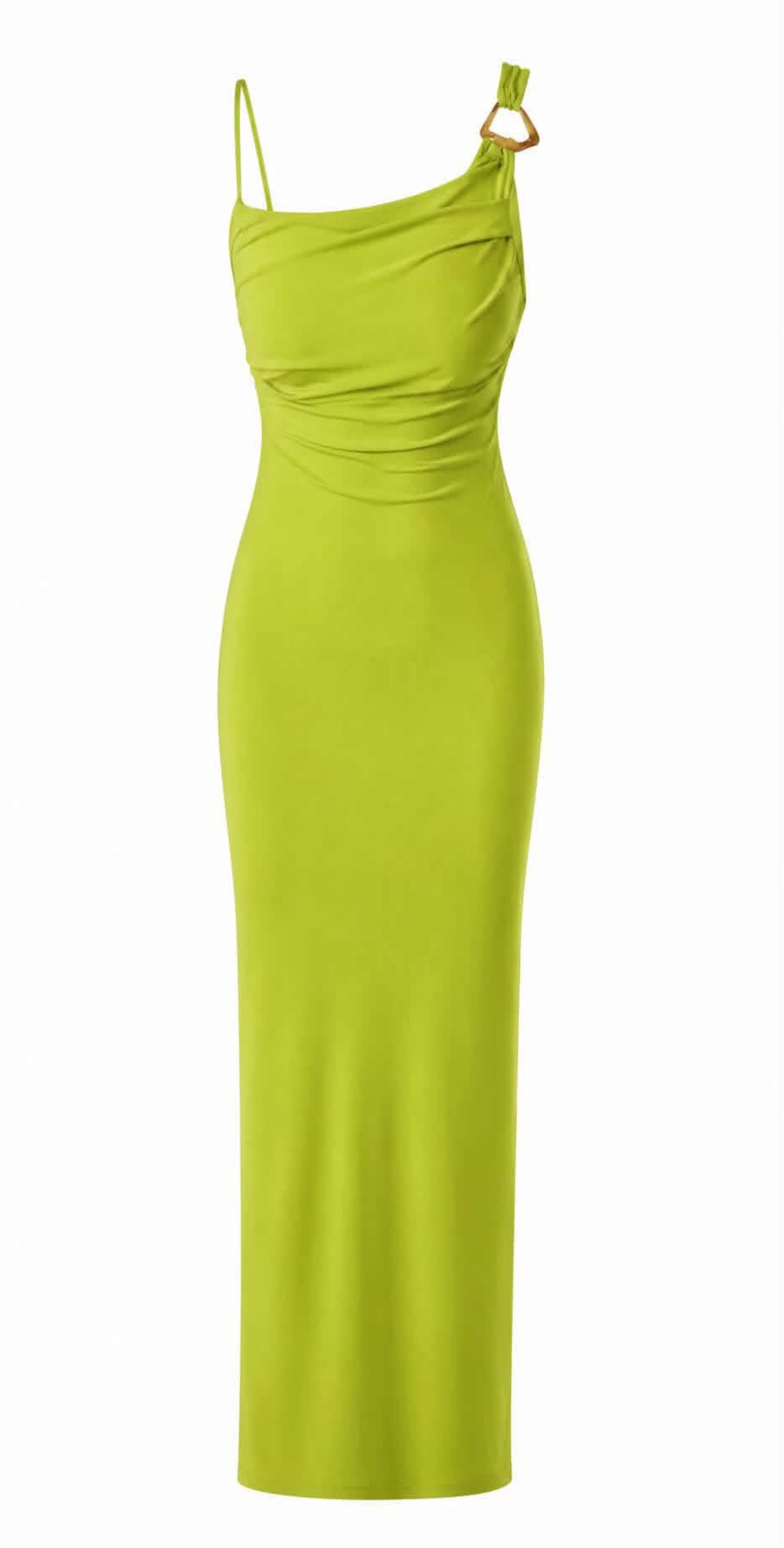 Vestido midi asimétrico hebilla