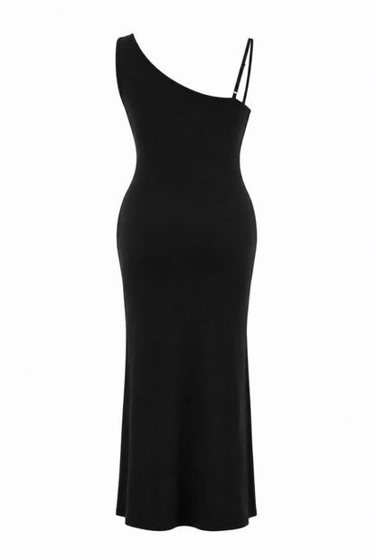 Vestido midi asimétrico hebilla