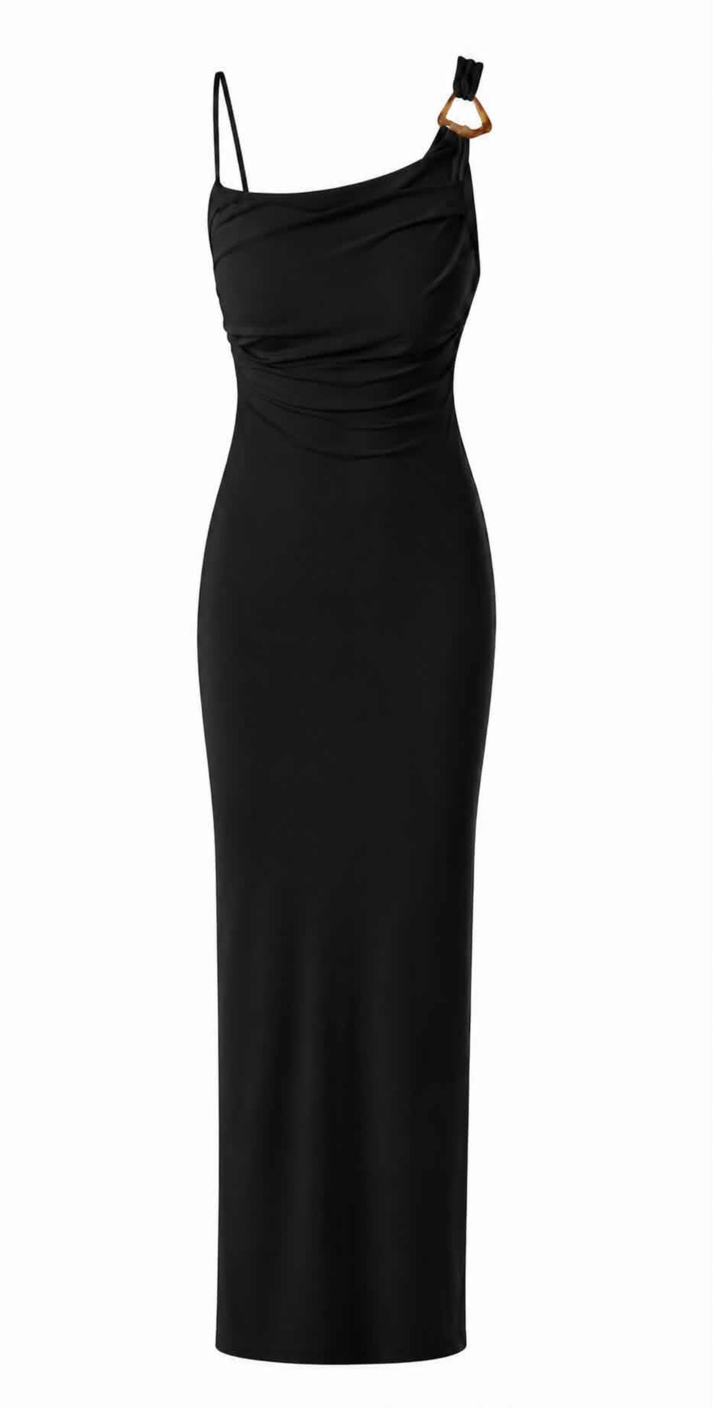 Vestido midi asimétrico hebilla