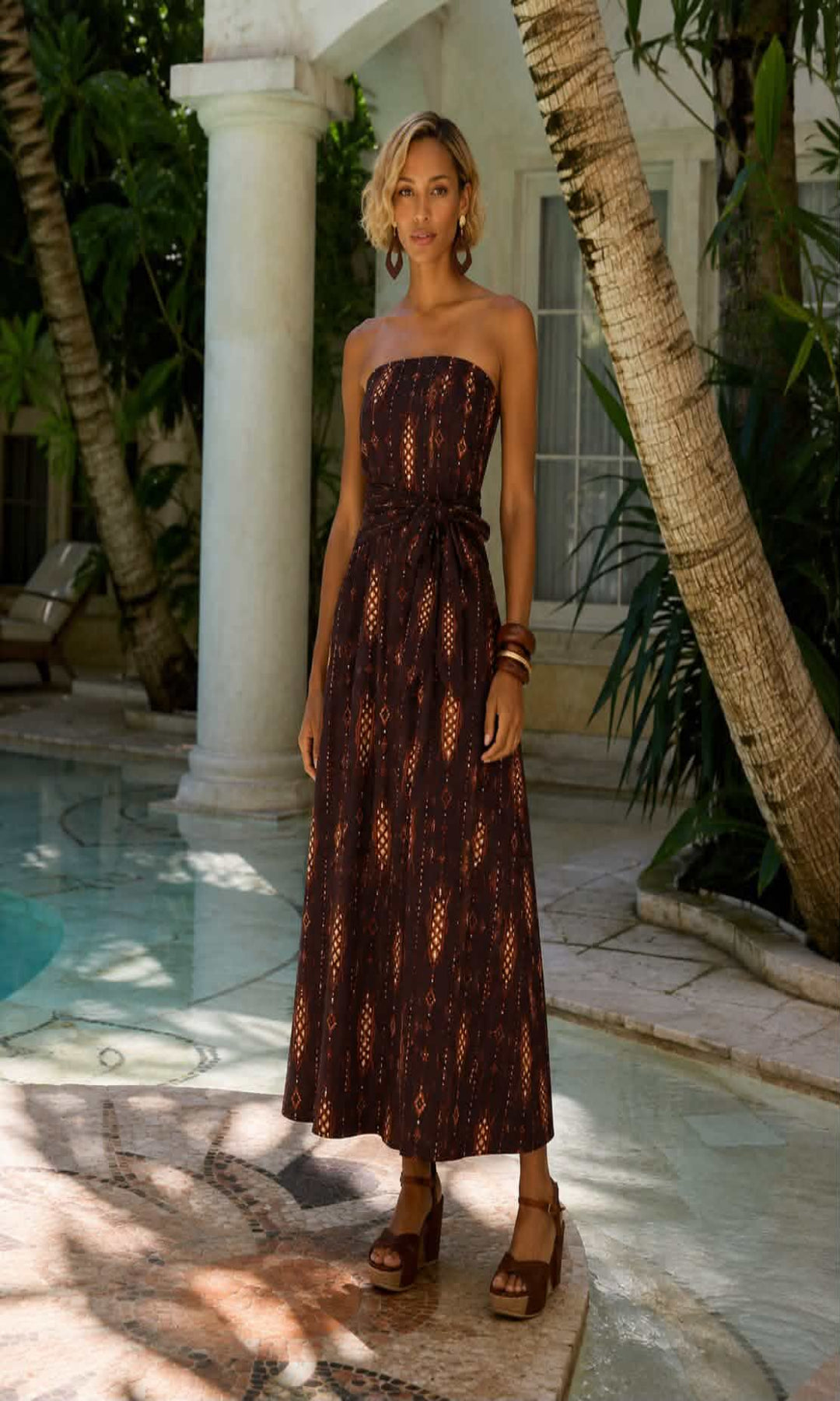 Vestido estampado con nudo