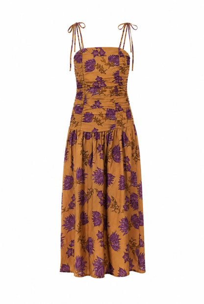 Vestido midi popelín estampado