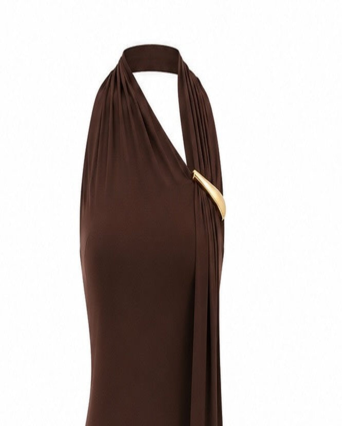 Vestido largo halter aplique