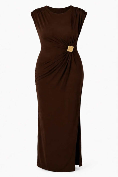 Vestido frunces con hebilla
