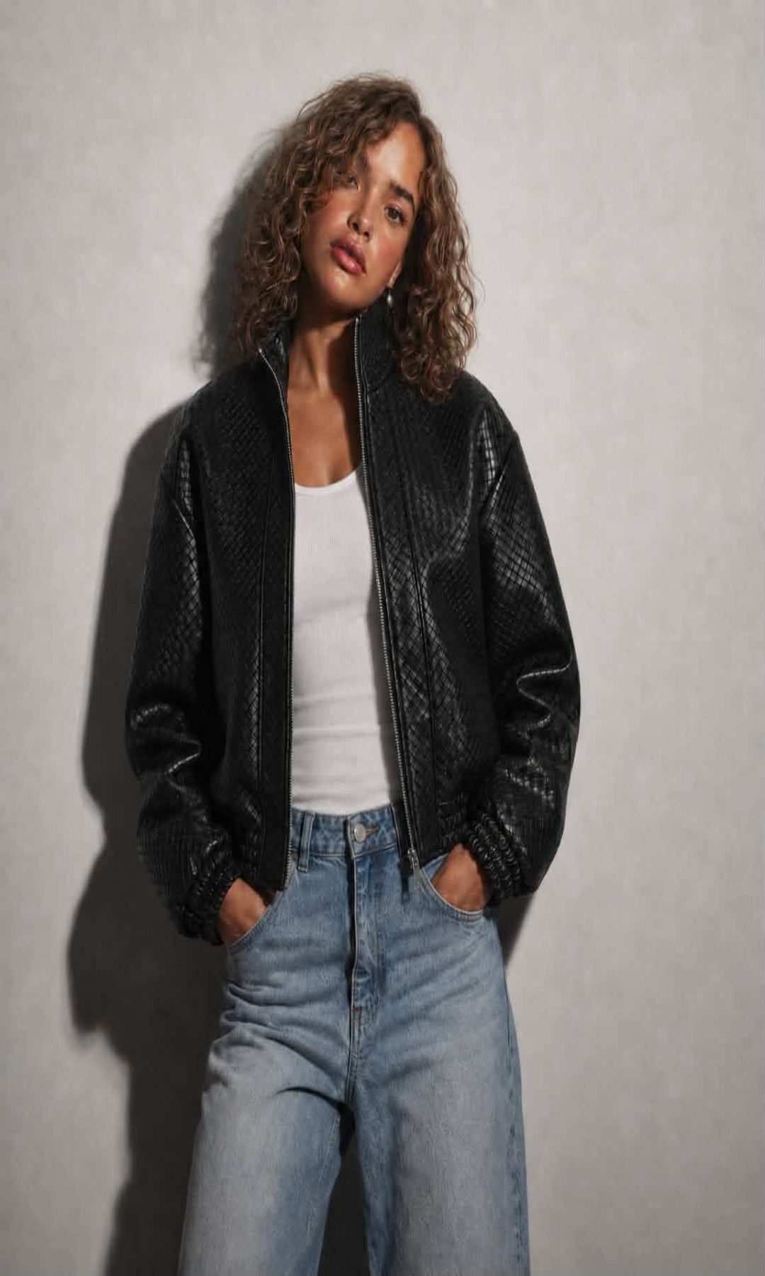 Chaqueta efecto piel