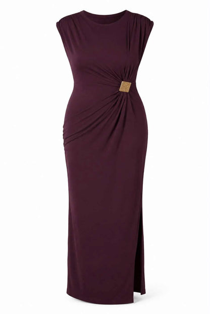Vestido frunces con hebilla