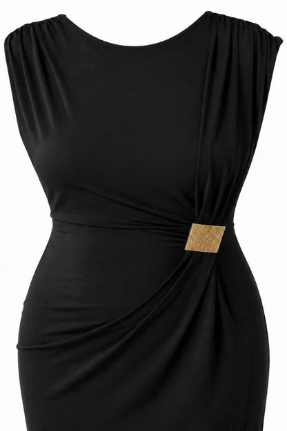 Vestido frunces con hebilla
