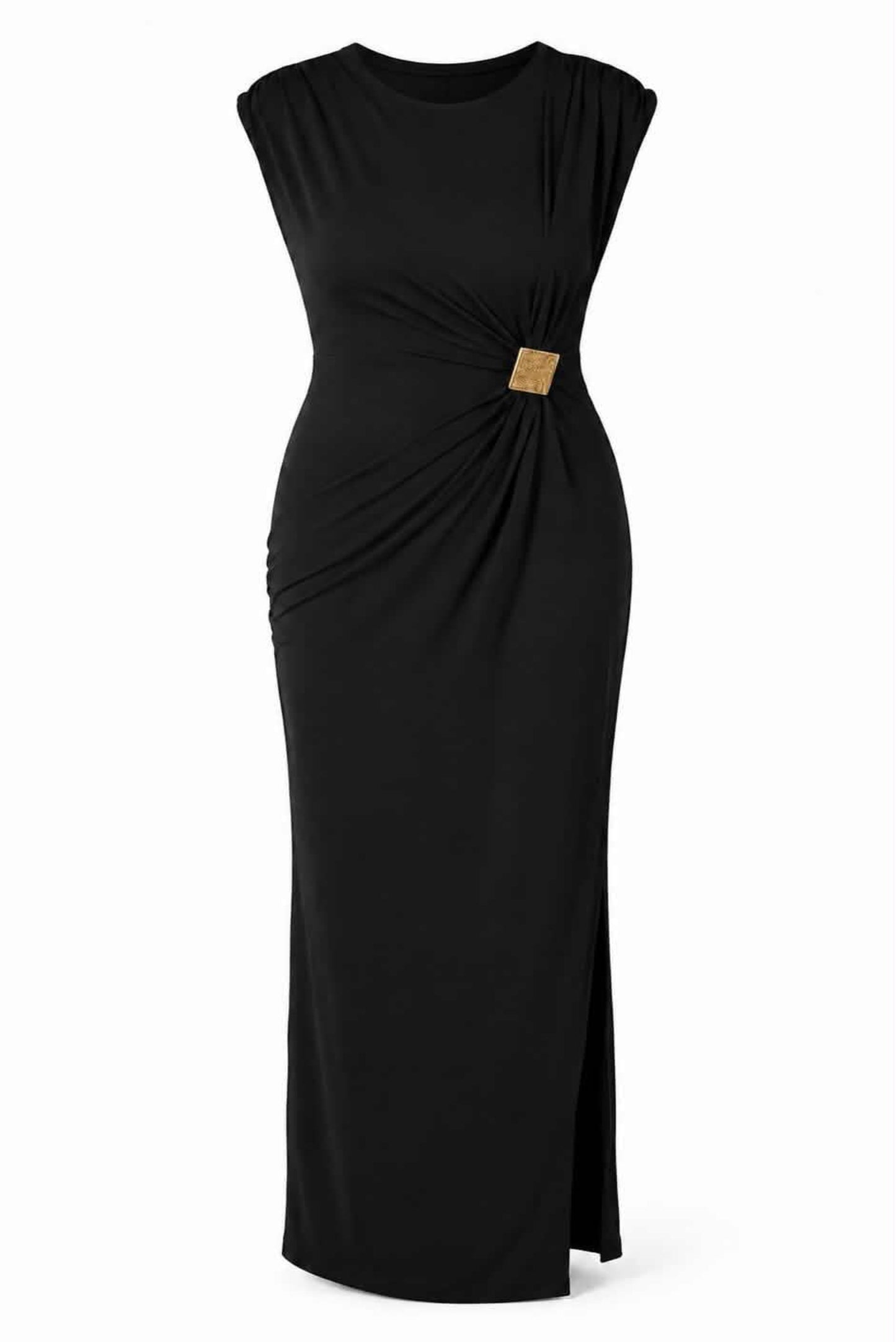 Vestido frunces con hebilla