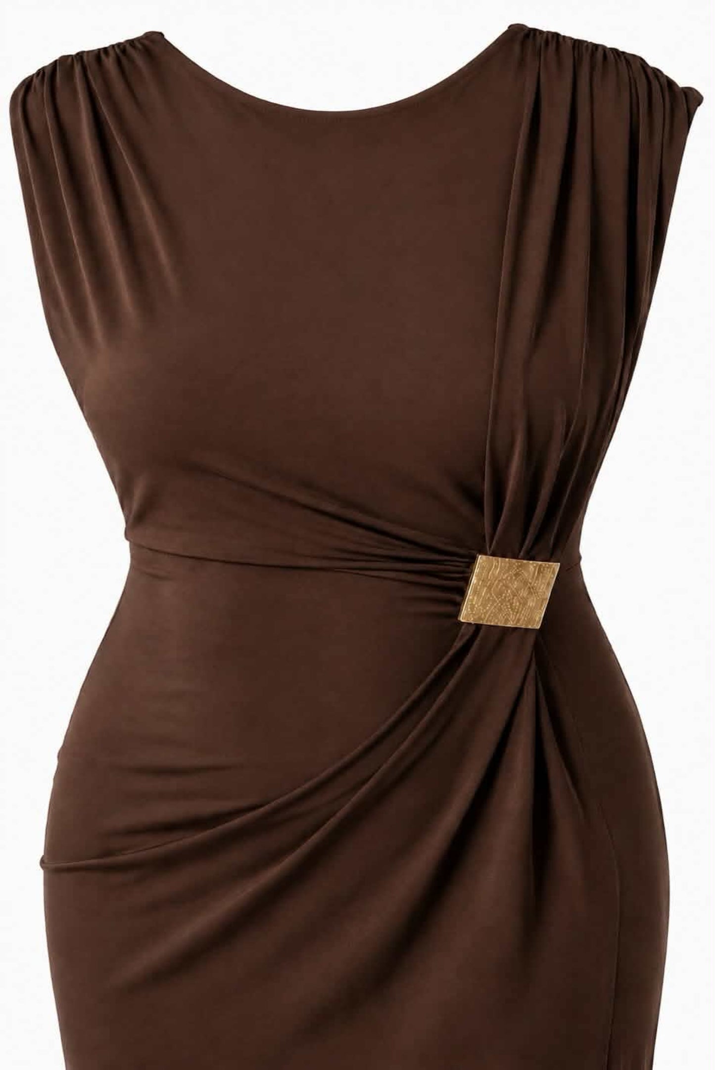 Vestido frunces con hebilla