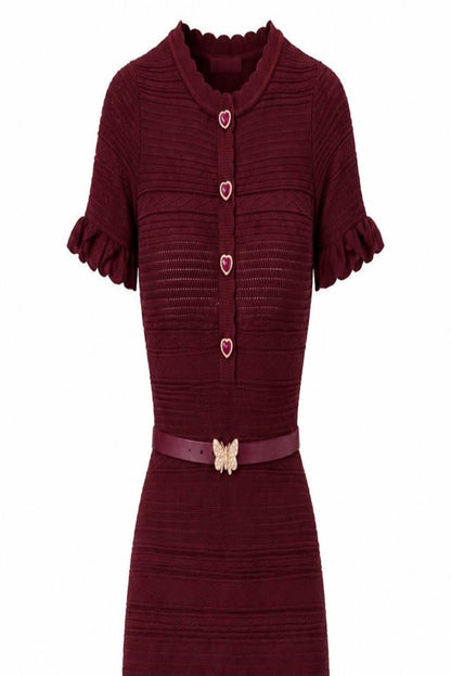 Vestido punto con cinturón