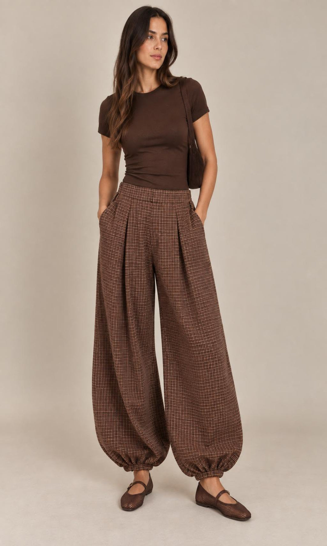 Pantalón bombacho cuadros
