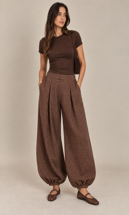 Pantalón bombacho cuadros