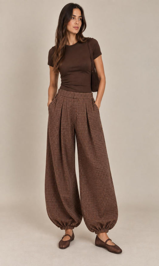 Pantalón bombacho cuadros