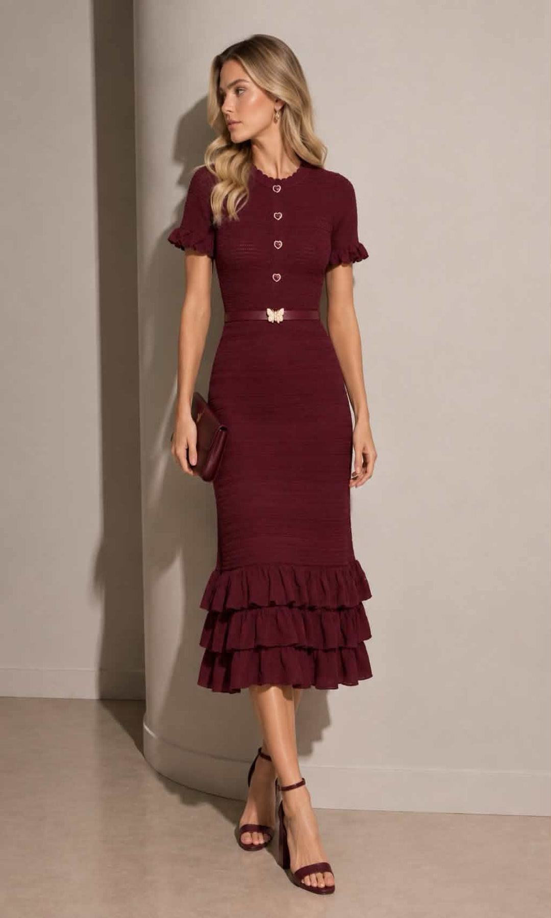 Vestido punto con cinturón