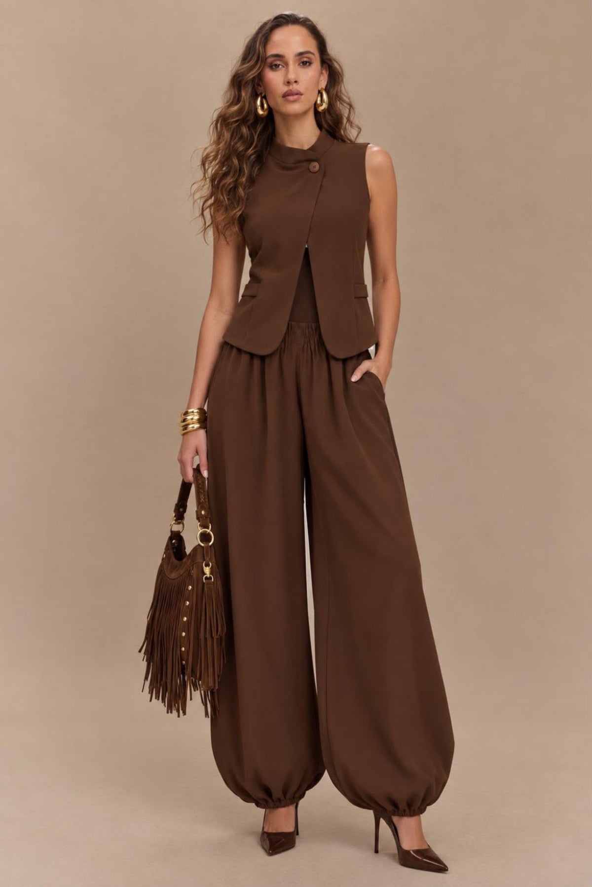 Conjunto chaleco asimétrico