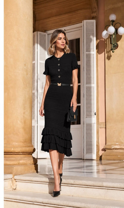 Vestido punto con cinturón