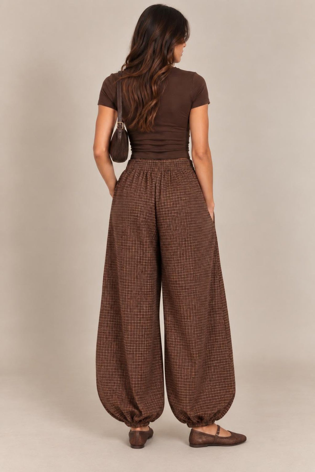 Pantalón bombacho cuadros