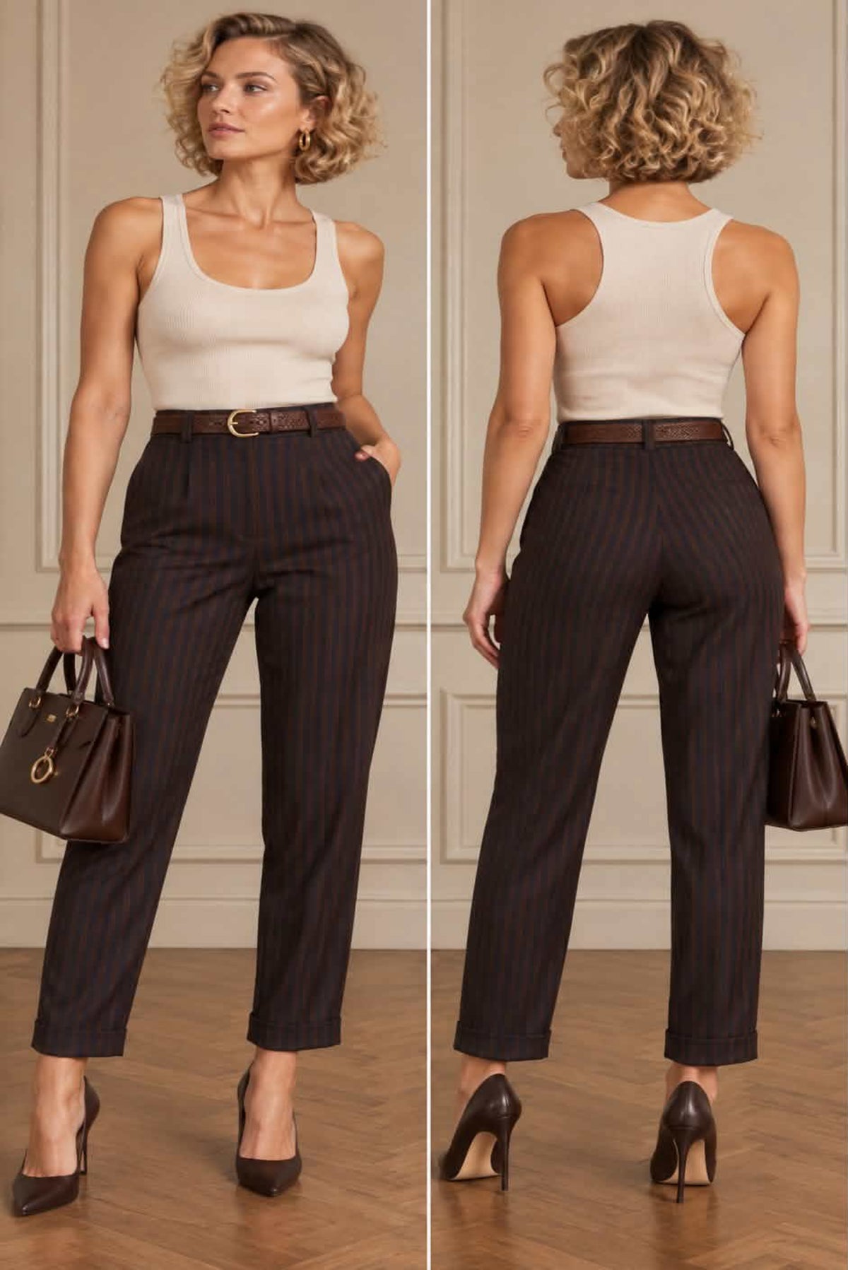 Pantalón rayas con cinturón