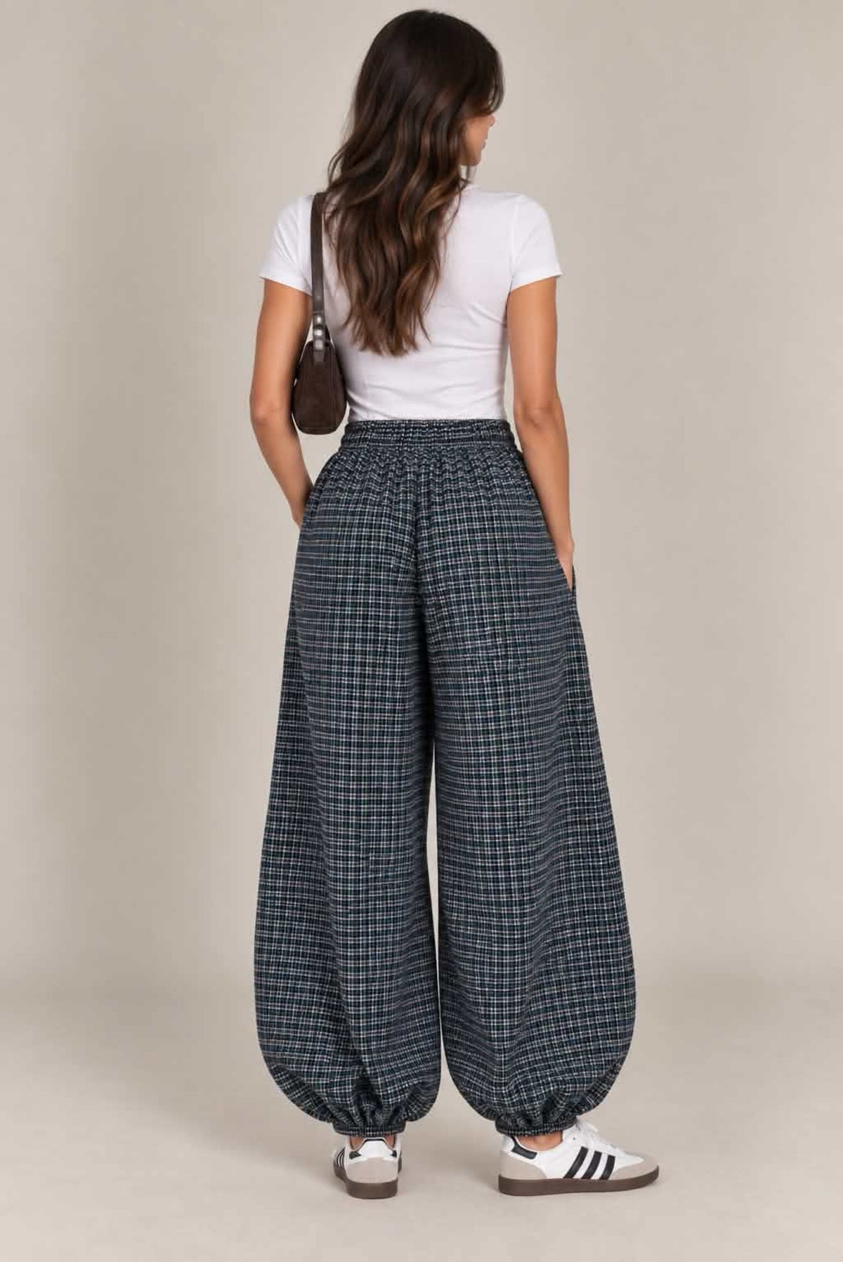 Pantalón bombacho cuadros