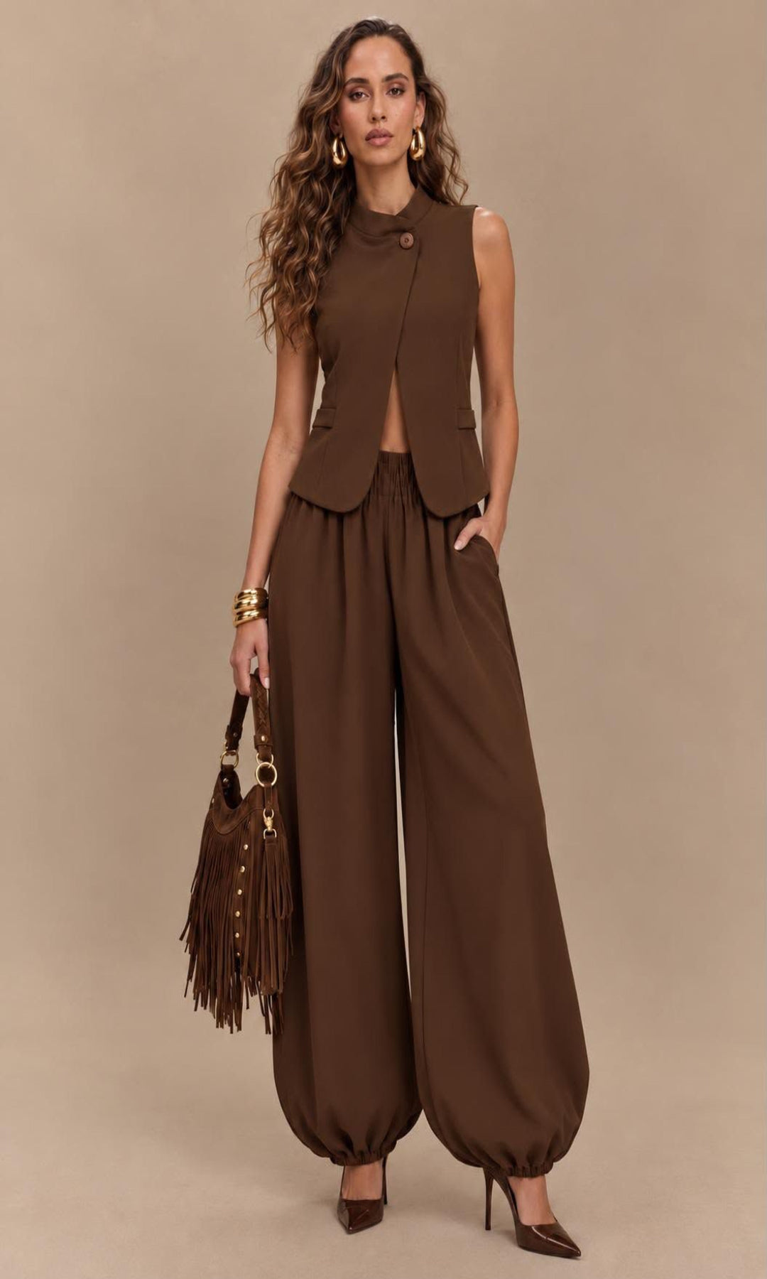 Conjunto chaleco asimétrico