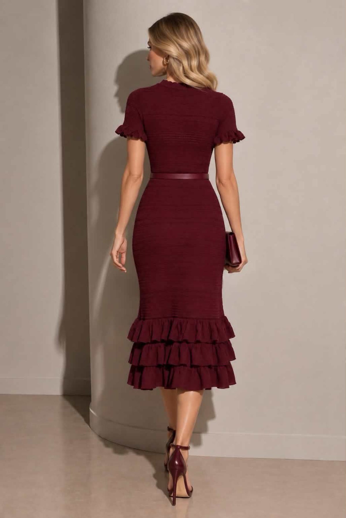 Vestido punto con cinturón