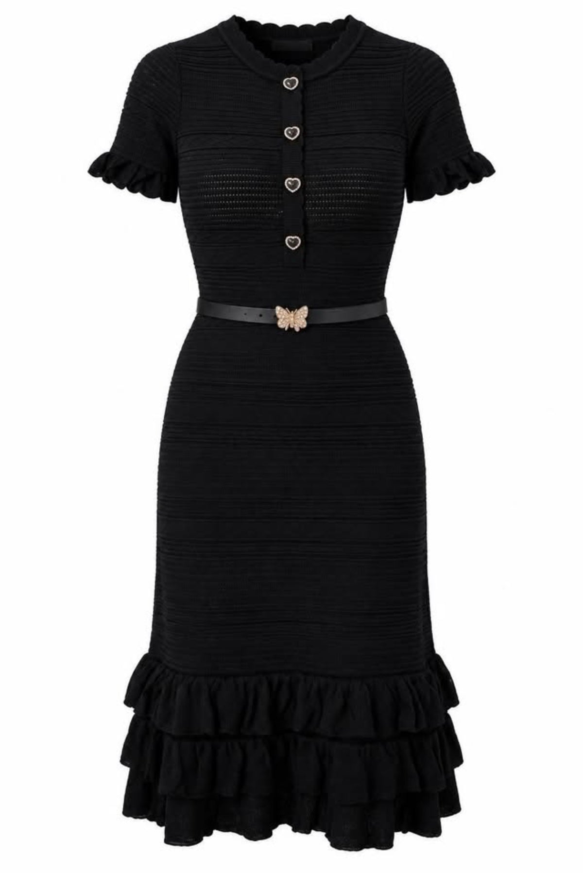 Vestido punto con cinturón