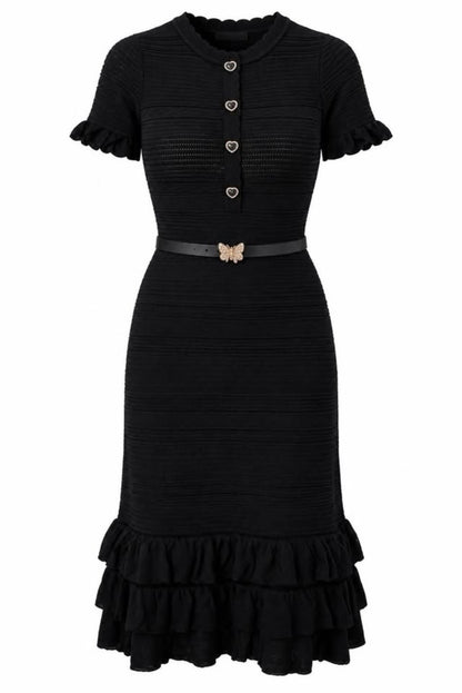 Vestido punto con cinturón