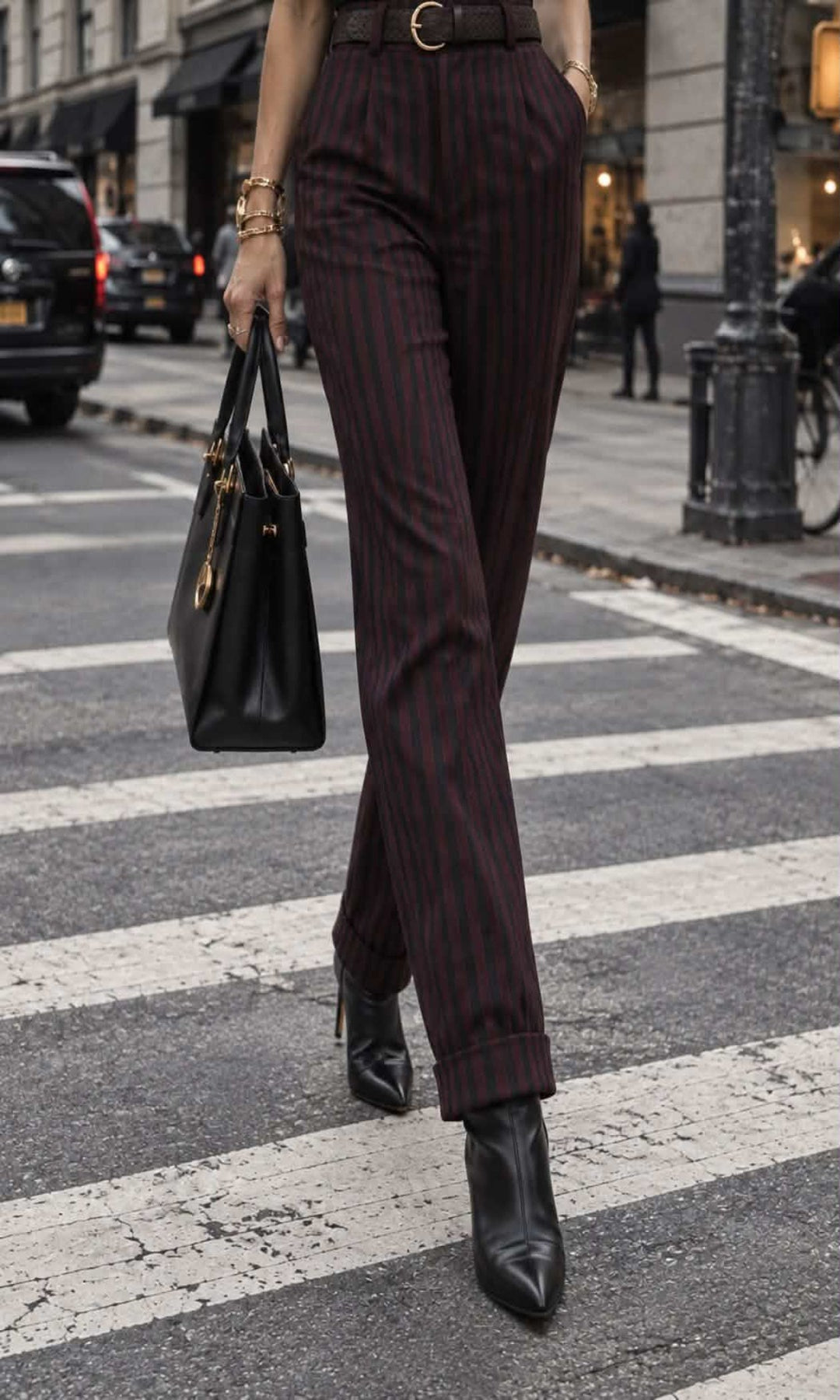 Pantalón rayas con cinturón