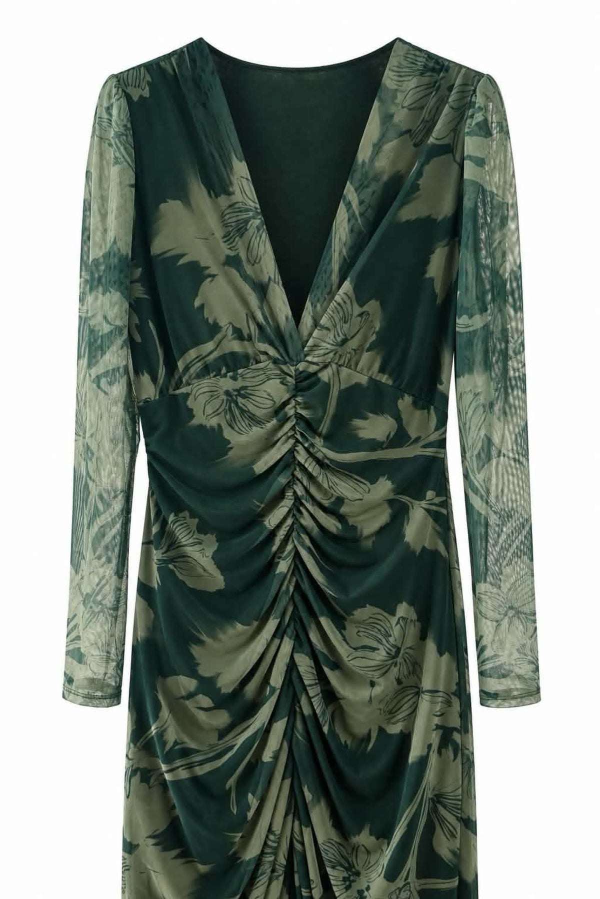 Vestido midi drapeado estampado