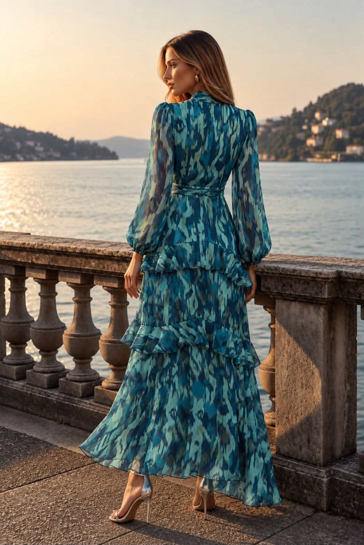 Vestido estampado volantes