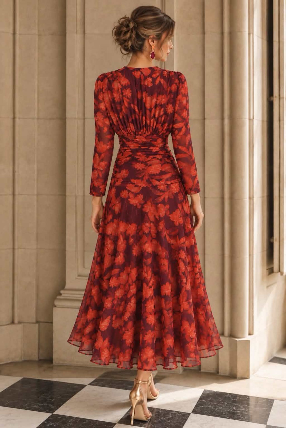 Vestido midi estampado floral