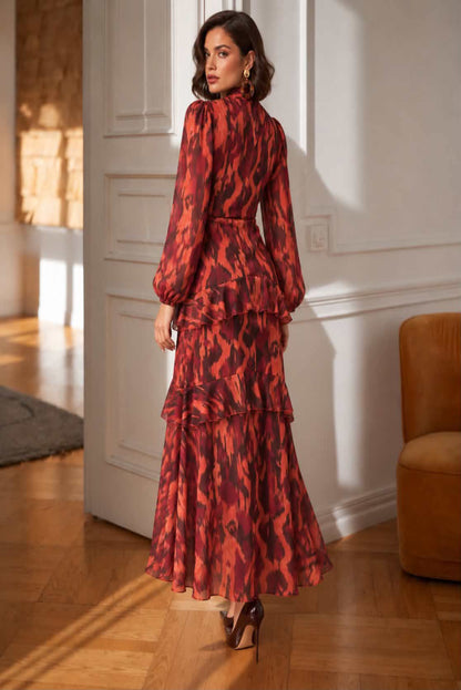 Vestido estampado volantes