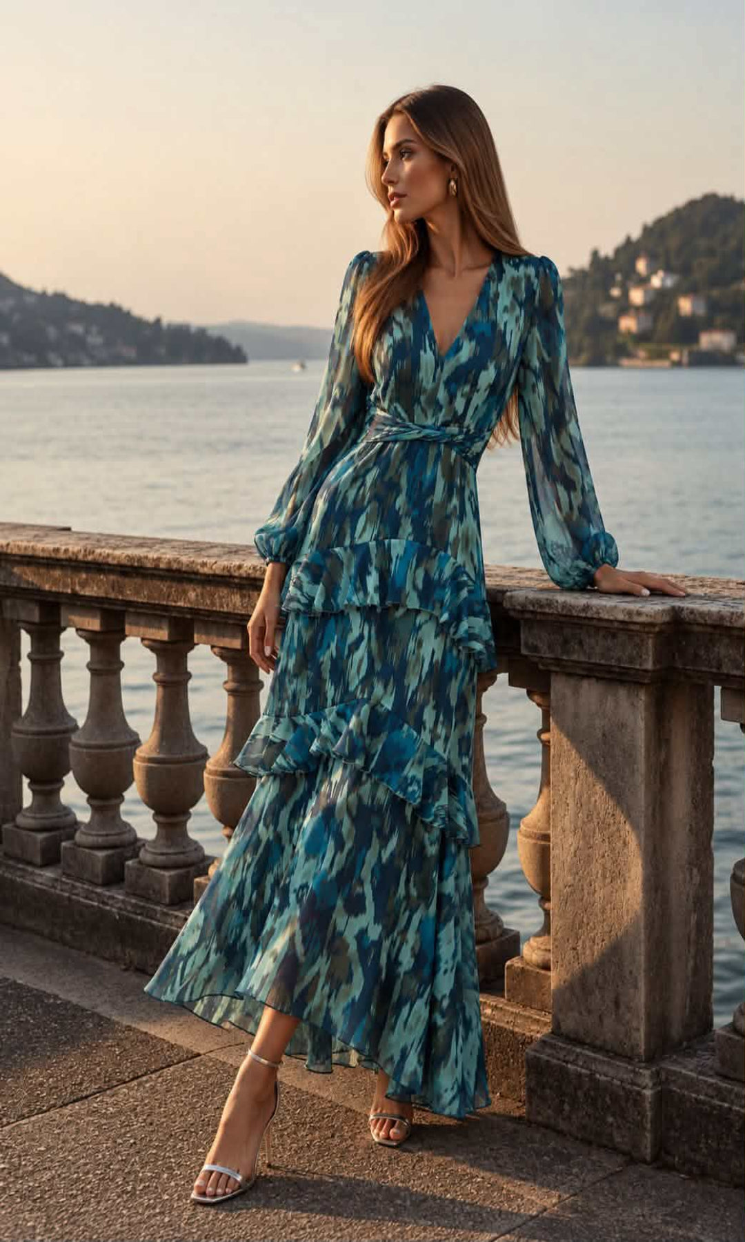 Vestido estampado volantes