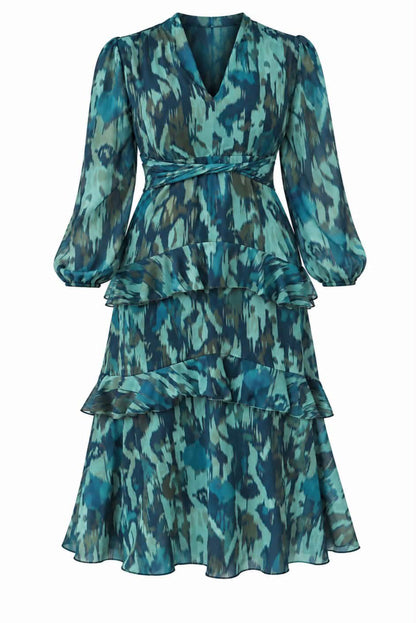 Vestido estampado volantes