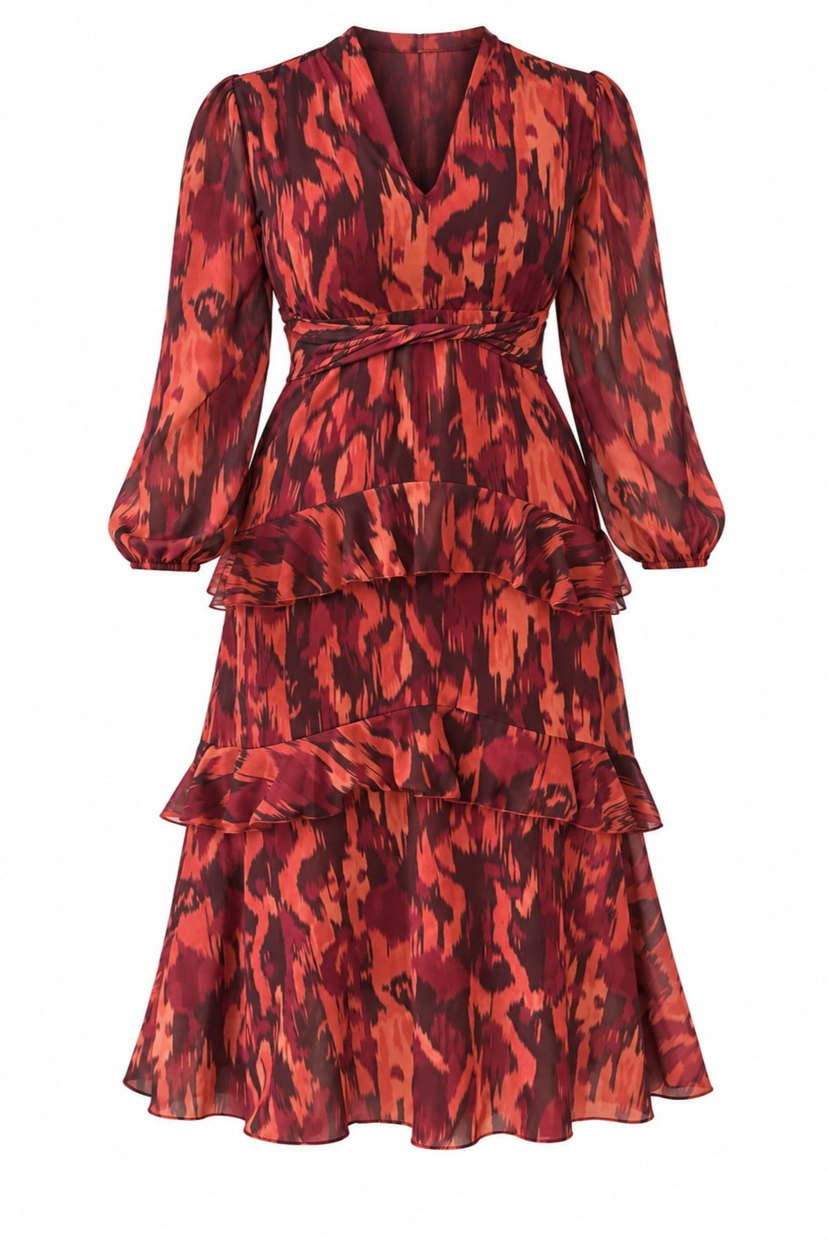 Vestido estampado volantes