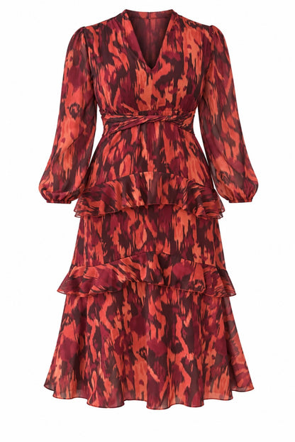 Vestido estampado volantes