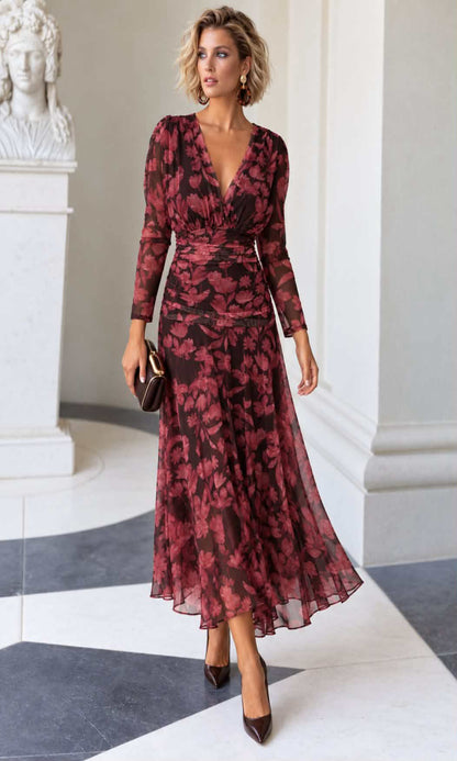 Vestido midi estampado floral