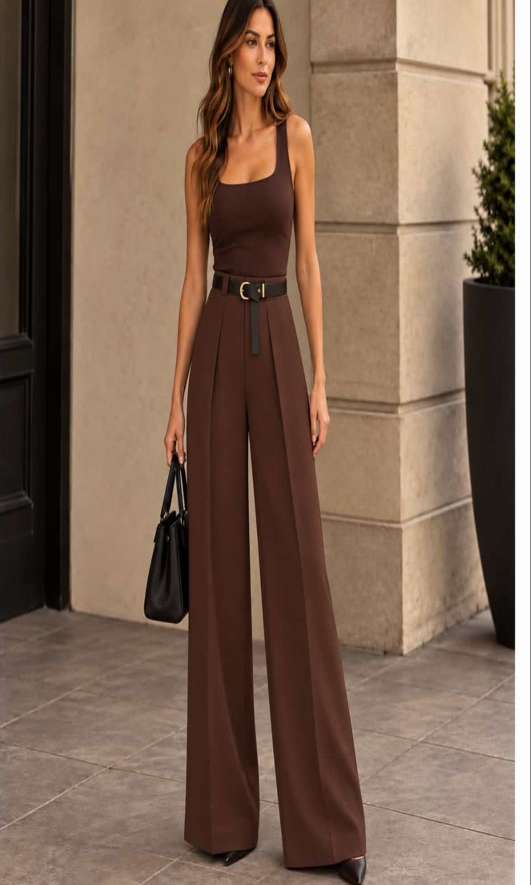 Pantalón wide leg con cinturón