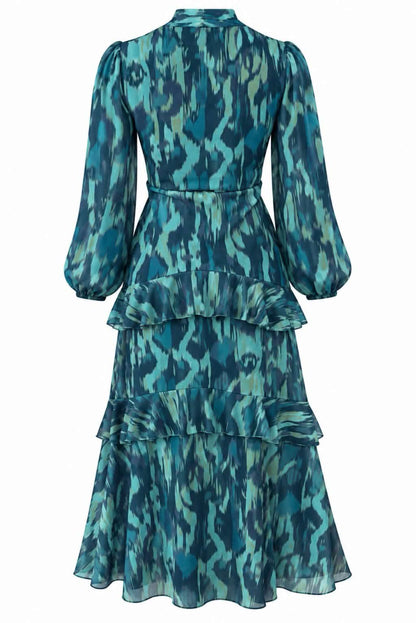 Vestido estampado volantes