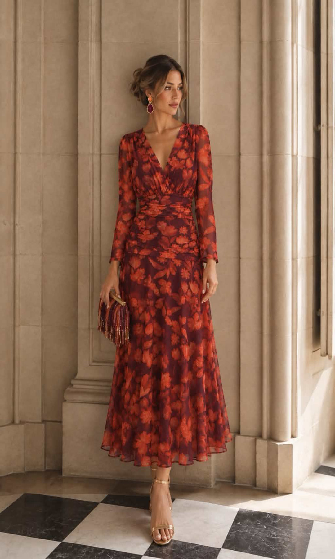 Vestido midi estampado floral