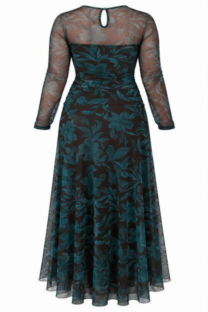 Vestido largo estampadoa tul