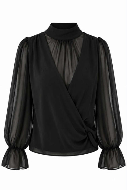 Blusa cruzada semitransparente