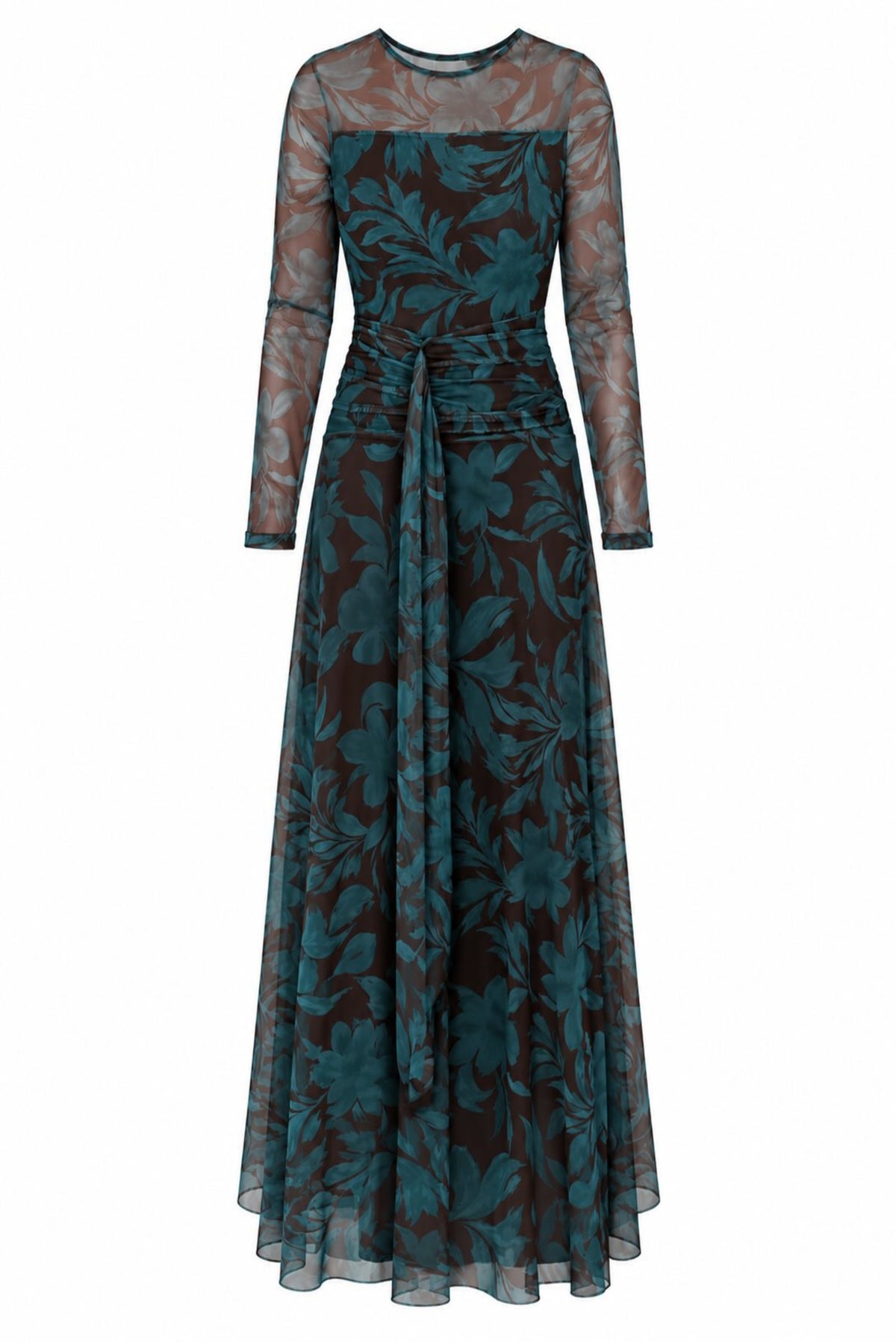 Vestido largo estampadoa tul