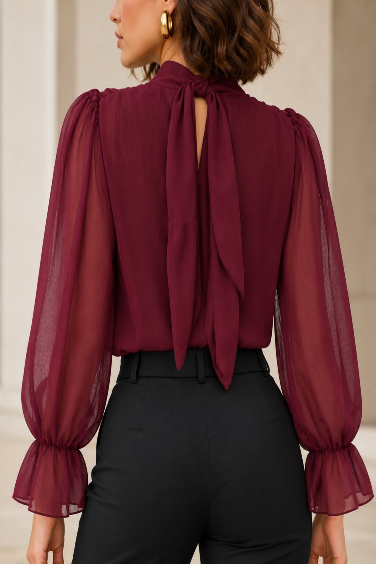 Blusa cruzada semitransparente