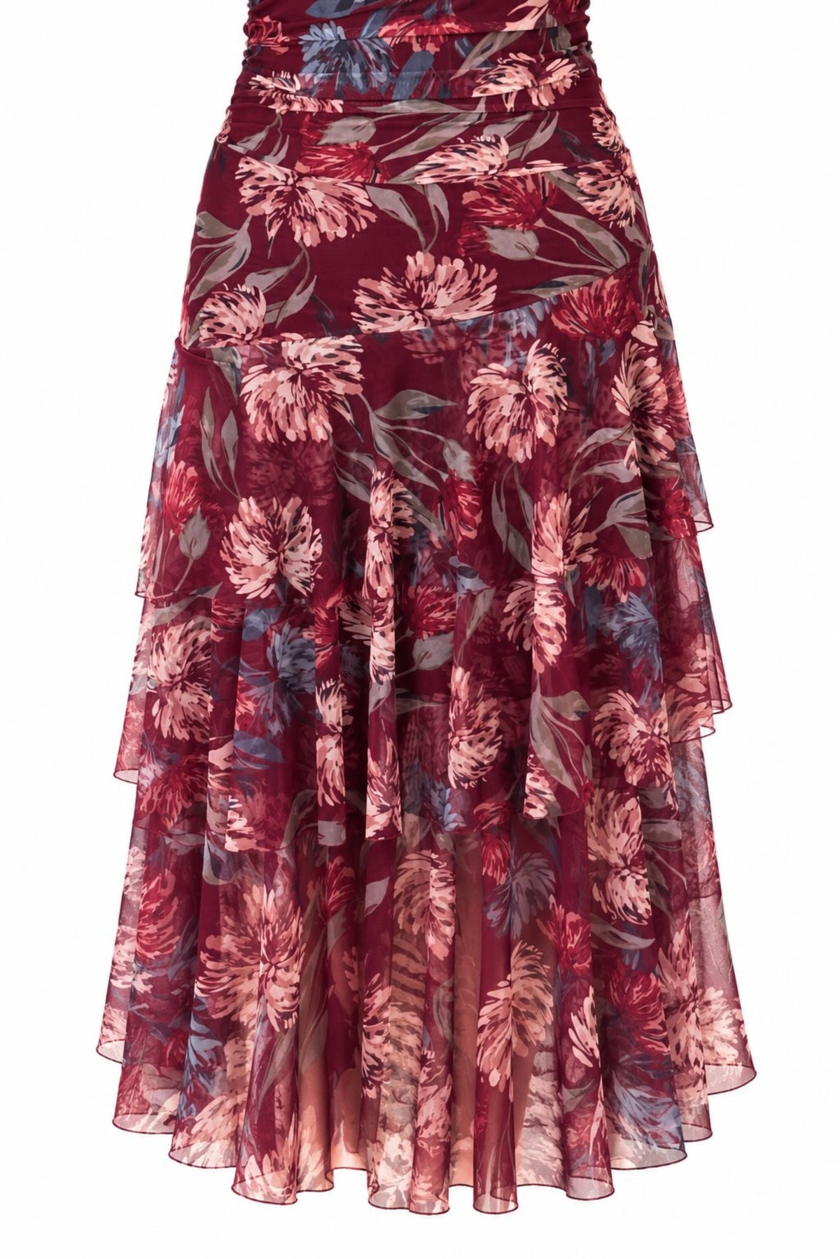 Vestido midi floral con volantes
