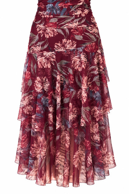 Vestido midi floral con volantes