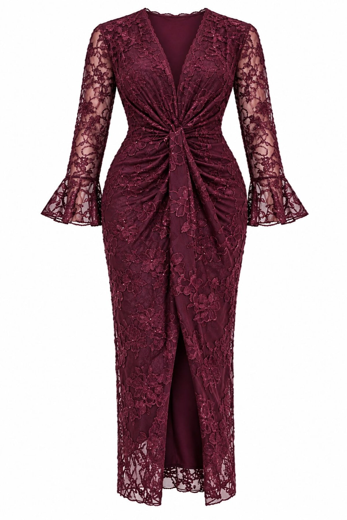 Vestido midi encaje floral