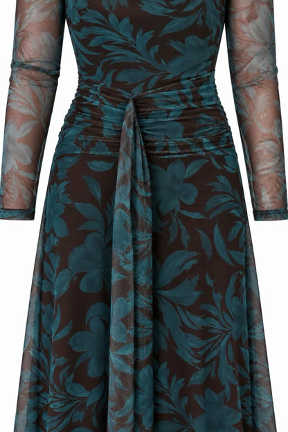 Vestido largo estampadoa tul
