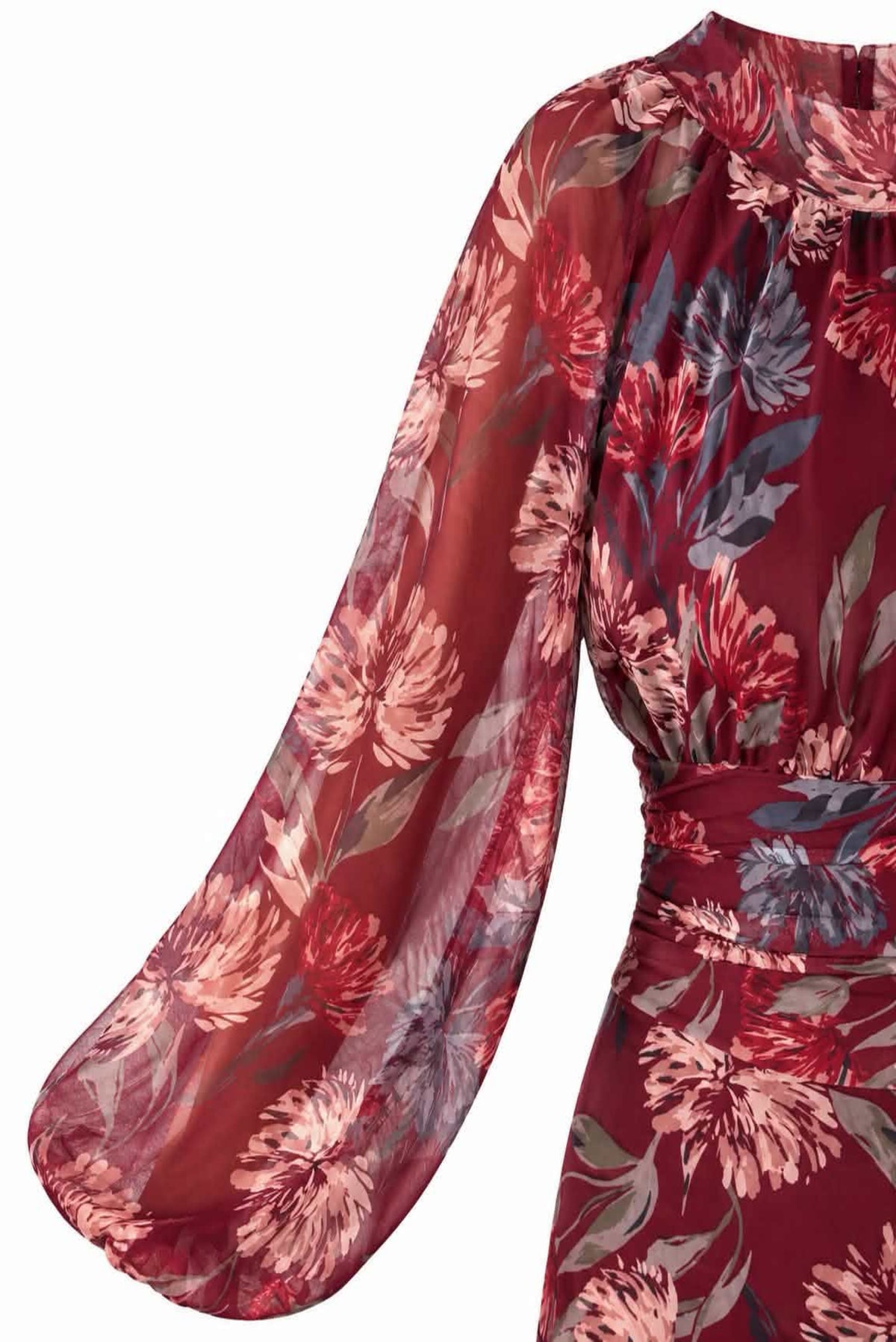 Vestido midi floral con volantes