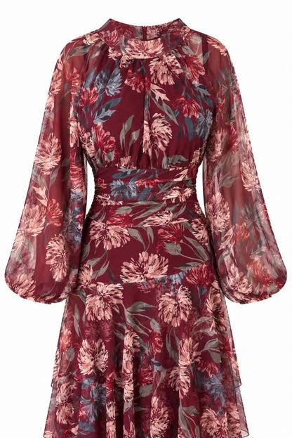Vestido midi floral con volantes